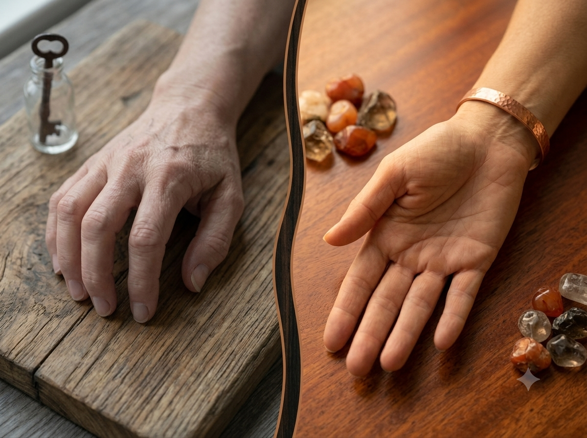 Three civilizations across history — Egypt, India, Rome — all wearing the same copper band