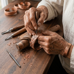Grace's Sky Copper Bracelet being handcrafted