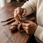 Grace's Finch Copper Bracelet being handcrafted