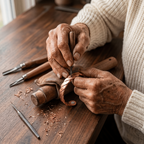 Grace's Reed Copper Bracelet being handcrafted