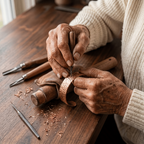 Grace's Moon Copper Bracelet being handcrafted
