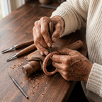 Grace's Fjord Copper Cuff being handcrafted