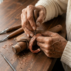 Grace's Elm Copper Cuff Bracelet being handcrafted