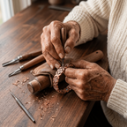 Grace's Keel Copper Bracelet being handcrafted