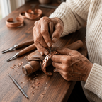 Grace's Loom Copper Bracelet being handcrafted