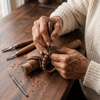 Grace's Bark Copper Bracelet being handcrafted