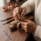 Grace's Wisp Copper Bracelet being handcrafted