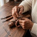 Grace's Tensor Copper Bracelet being handcrafted