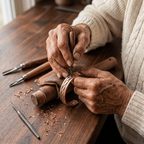 Grace's Bud Copper Bracelet being handcrafted