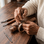 Grace's Bog Copper Bracelet being handcrafted
