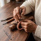 Grace's Gust Copper Bracelet being handcrafted